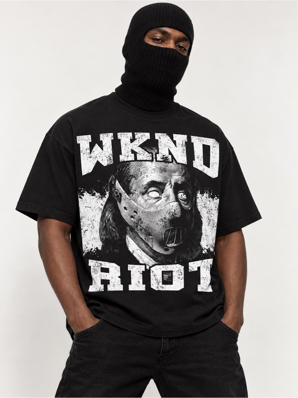 Weekend Riot Get Rich or Die Tryin Benjamin Franklin Graphic T Shirt